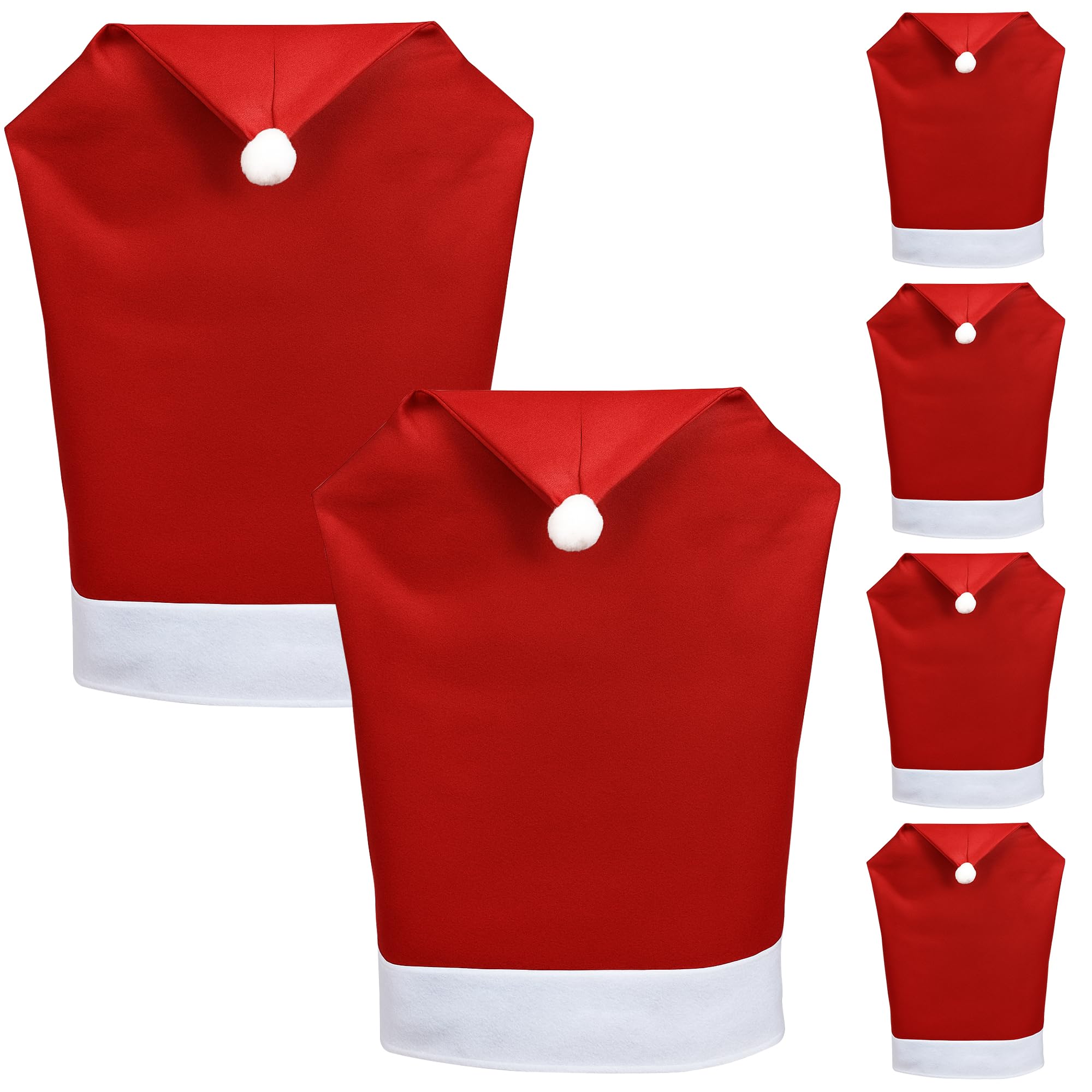 Housses de chaise extensibles velours rouge blanc feutre pompon banquet restaurant
