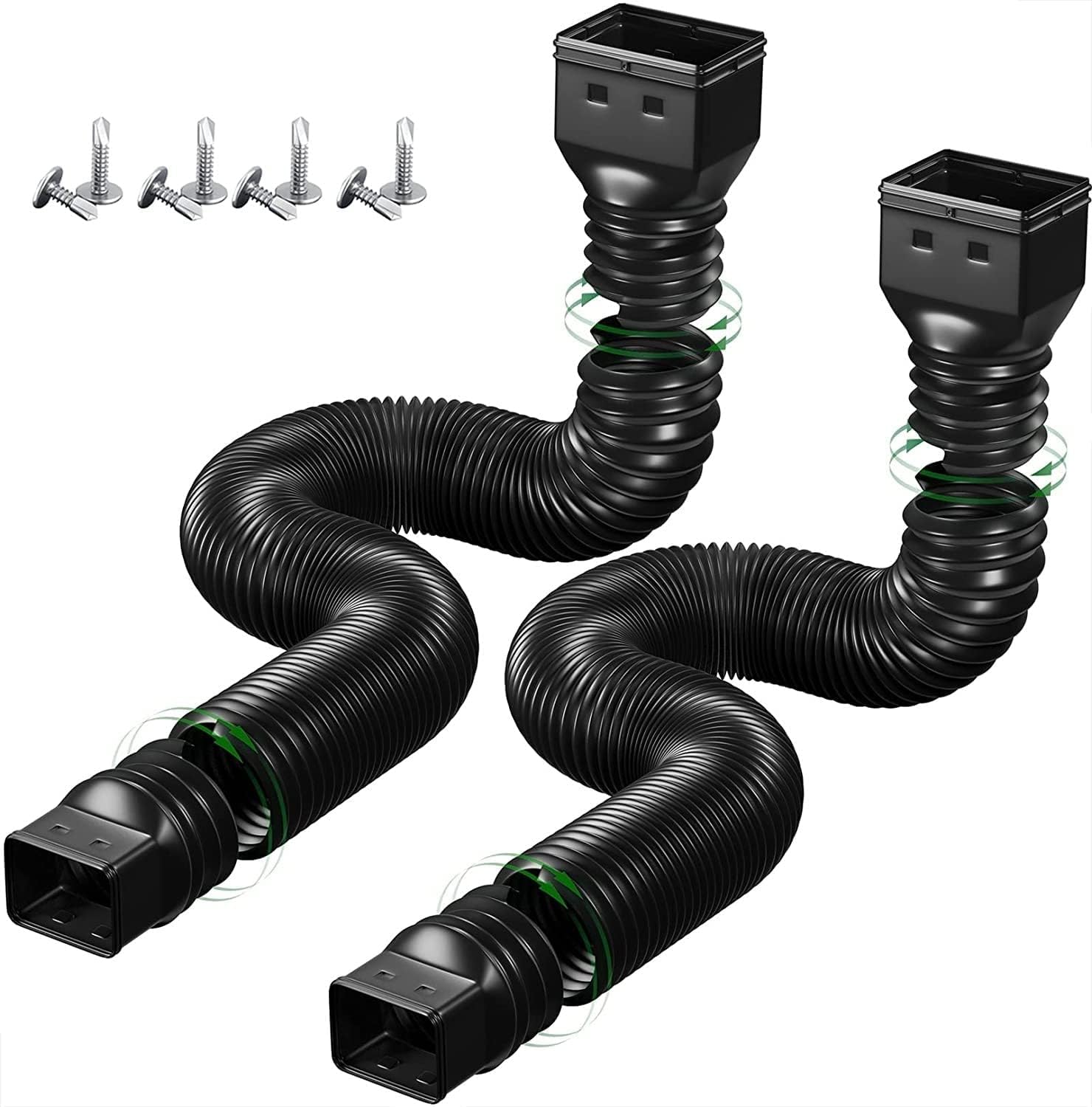 ABHYA 2 Pack Rain Gutter Downspouts Flexible, Universal Drain Downspout Extender