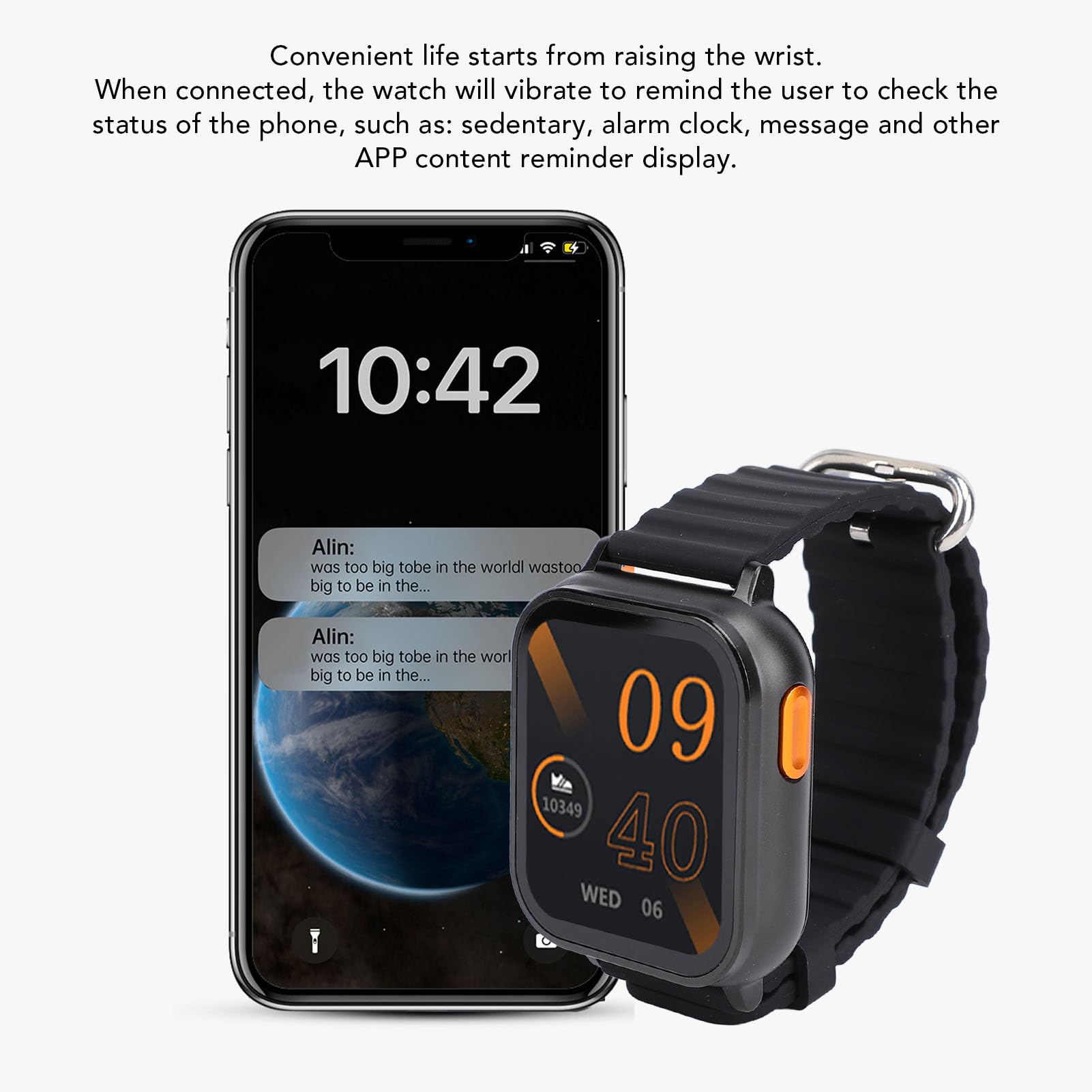 Smart Watch de Bluetooth con el Perseguidor 2 de la Aptitud de la Pantalla Táctil de los Auriculares HD In-1 para (Black)