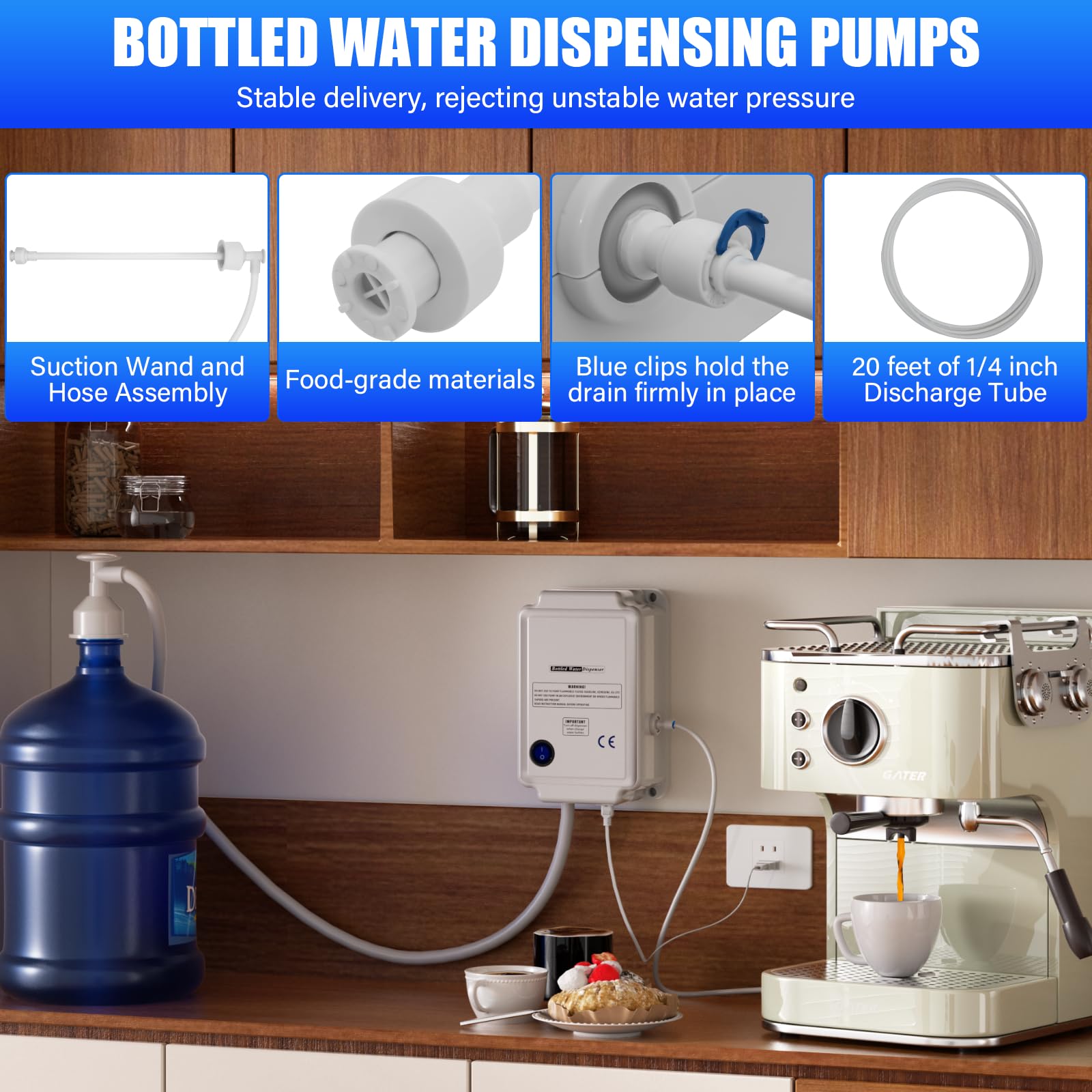 VELPAX Sistema di acqua in bottiglia da 3,78 l/min, pompa di circolazione dell'acqua da 35 W, pompa di circolazione dell'acqua da 40 PSI, adatto per sistemi di pompaggio dell'acqua a singola isola