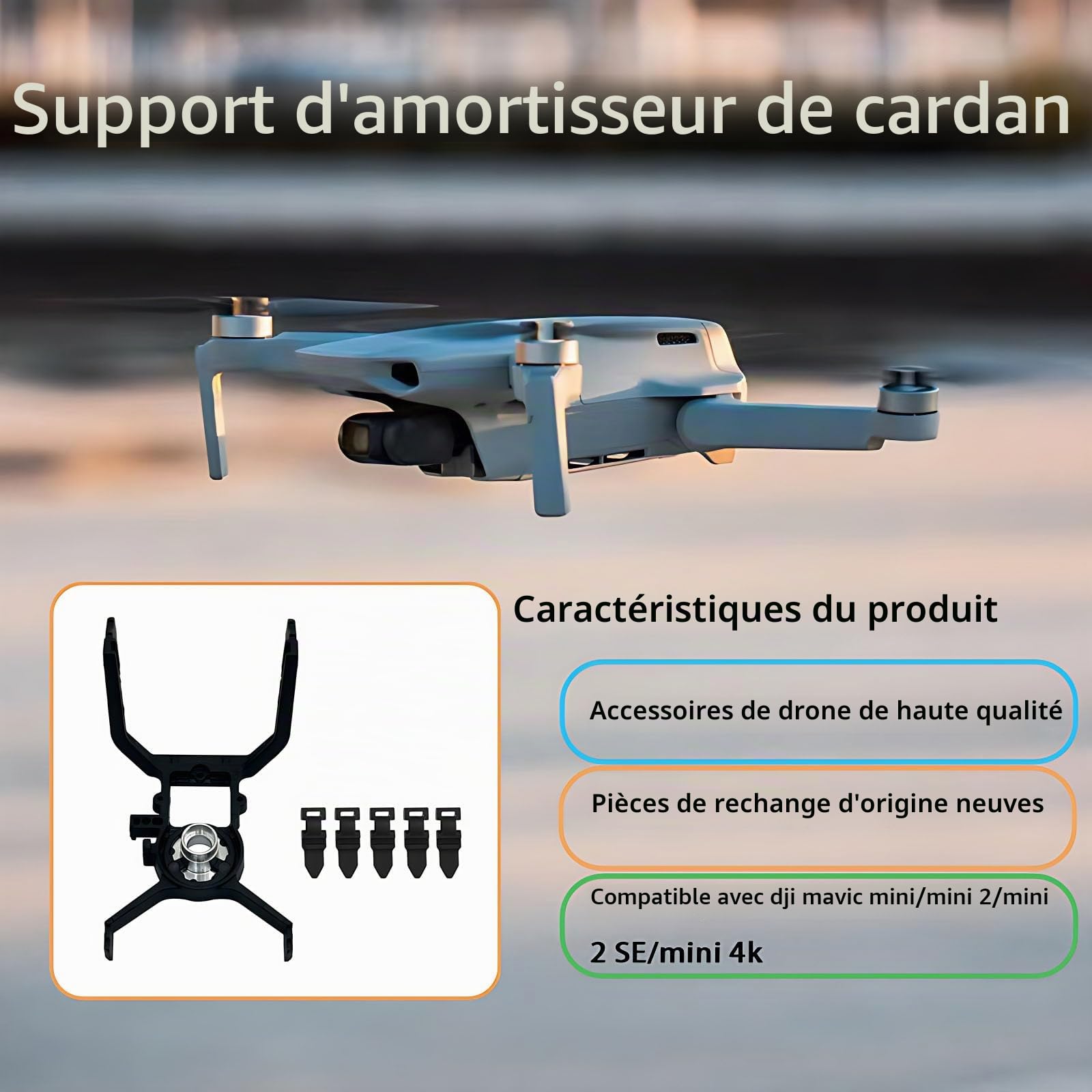 Remplacement pour DJI Mini 2 Support Amortisseur Cardan en Caoutchouc pour DJI Mavic Mini 4K/SE/2 Supports Accessoires Drone
