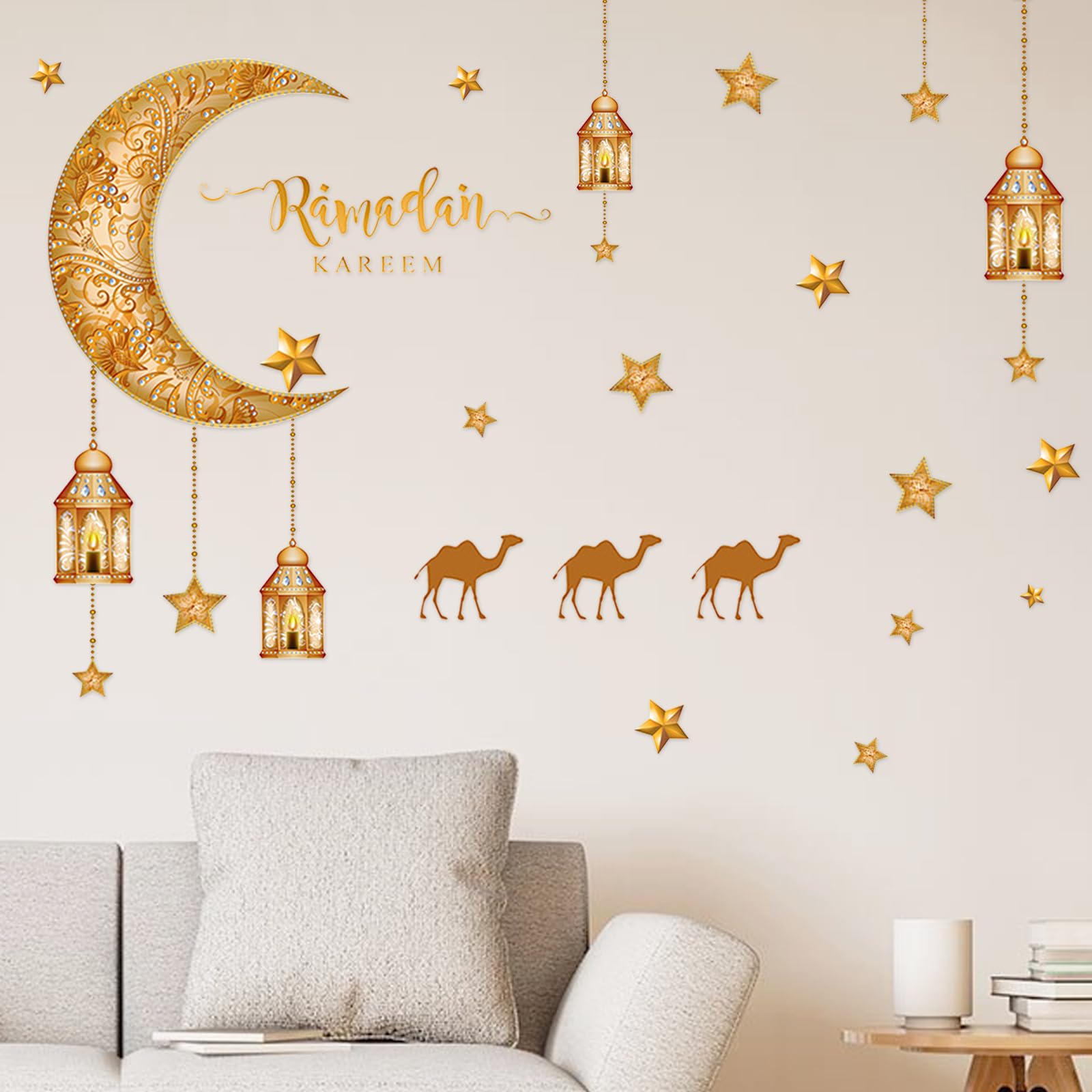 Adesivi Da Parete Ramadan Eid Mubarak - Decorazione Autoadesiva Per Festività - Foto 10