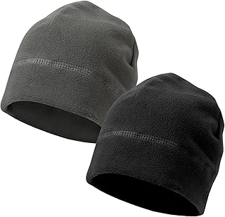 Yenvory Gorro de Inverno para Homem e Mulher, Gorro Térmico e Elástico, Gorros de Corrida para Homem, para Neve e Ciclismo, Preto e Cinza, Pack de 2