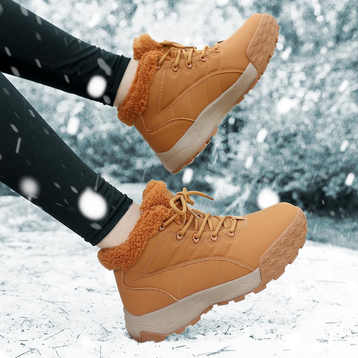 Damen Schneestiefel Warm Gefütterte Wasserdicht Outdoor Rutschfeste Trekking Winterstiefel