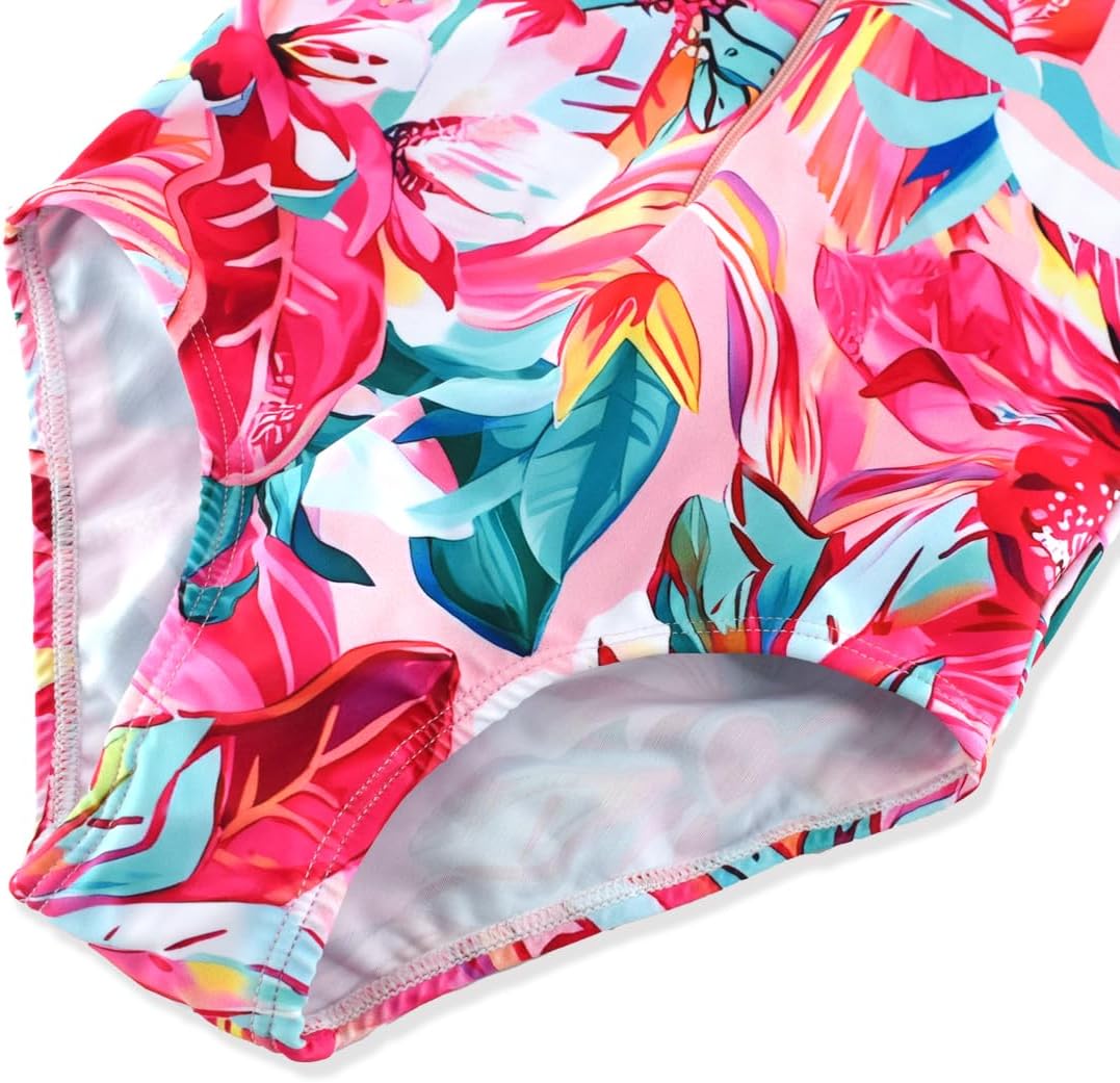 Girls Swimsuits One Pieces Long Sleeve Swimwear UPF50+ Toddler Kids Zipper Sun Protection Bathing Suits Sizes 2-12 - Image 5