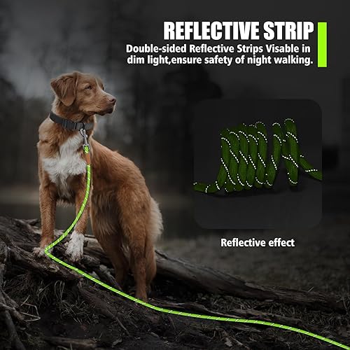 Miniatura 4 de Lynxking Correa larga para perros reflectante de 15 pies, 30 pies, 50 pies, correa de control para perros con cuerda de comprobación, mango Negro