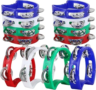 EASTROCK 12 PCS Plastic Percussion Tambourine with 4 Bells
