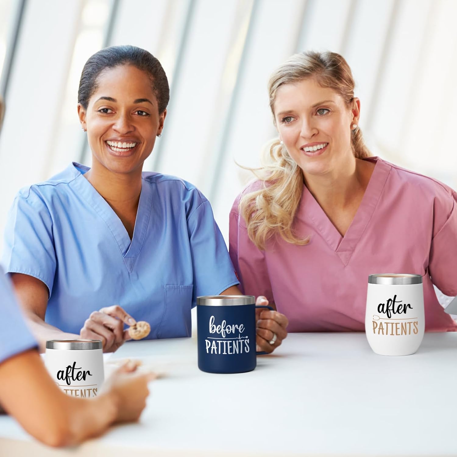 Lifecapido Nurse Gifts for Women, Before Patients & After Patients 12oz Mug & Wine Tumbler Set, Dental Assistant Appreciation Gifts for Nurses Doctors Physicians Dentists(White & Navy Blue) - Image 7
