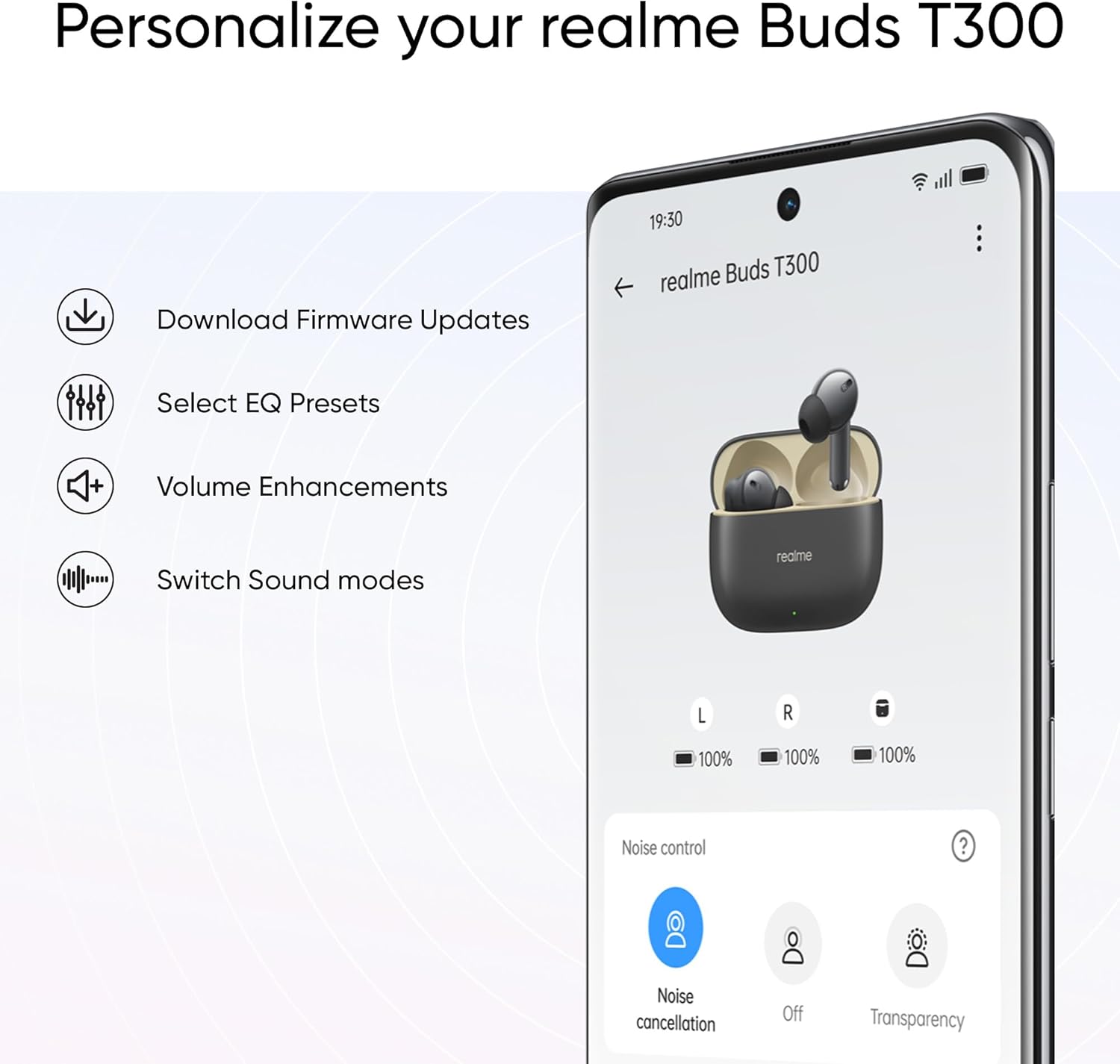 realme Earbud T300, Deep Bass, 30db ANC, Immersive Sound, Up to 40 Hour Playtime with Charging case, Bluetooth 5.3, Youth White - Image 10