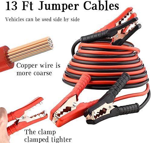 Miniatura 3 de Kit de emergencia para automóvil con triángulo de advertencia reflectante, kit de asistencia con cable de puente de 13 pies para hombres o mujeres,