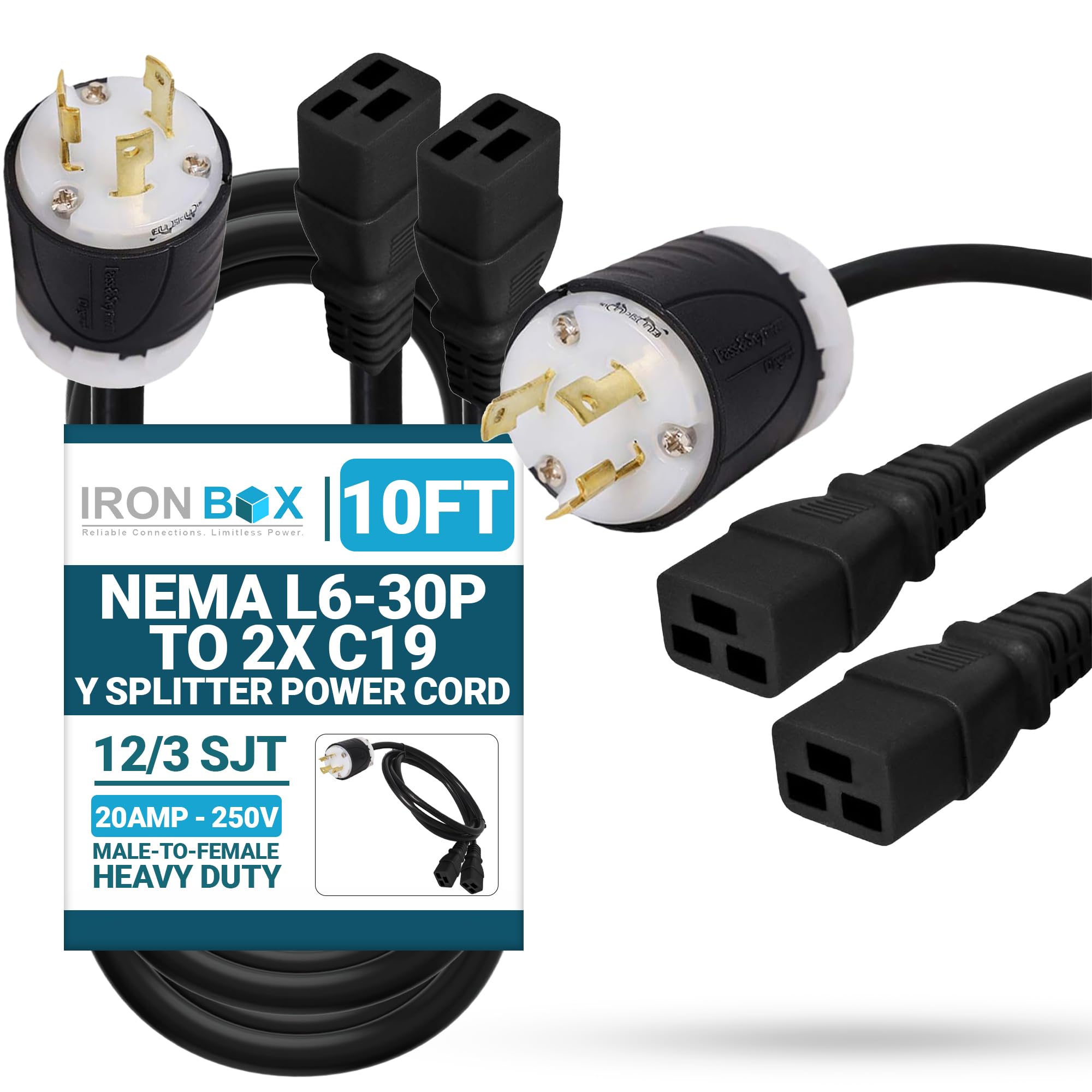 Amazon | Iron Box NEMA 10フィート L6-30P - C19 Yスプリッターコード
