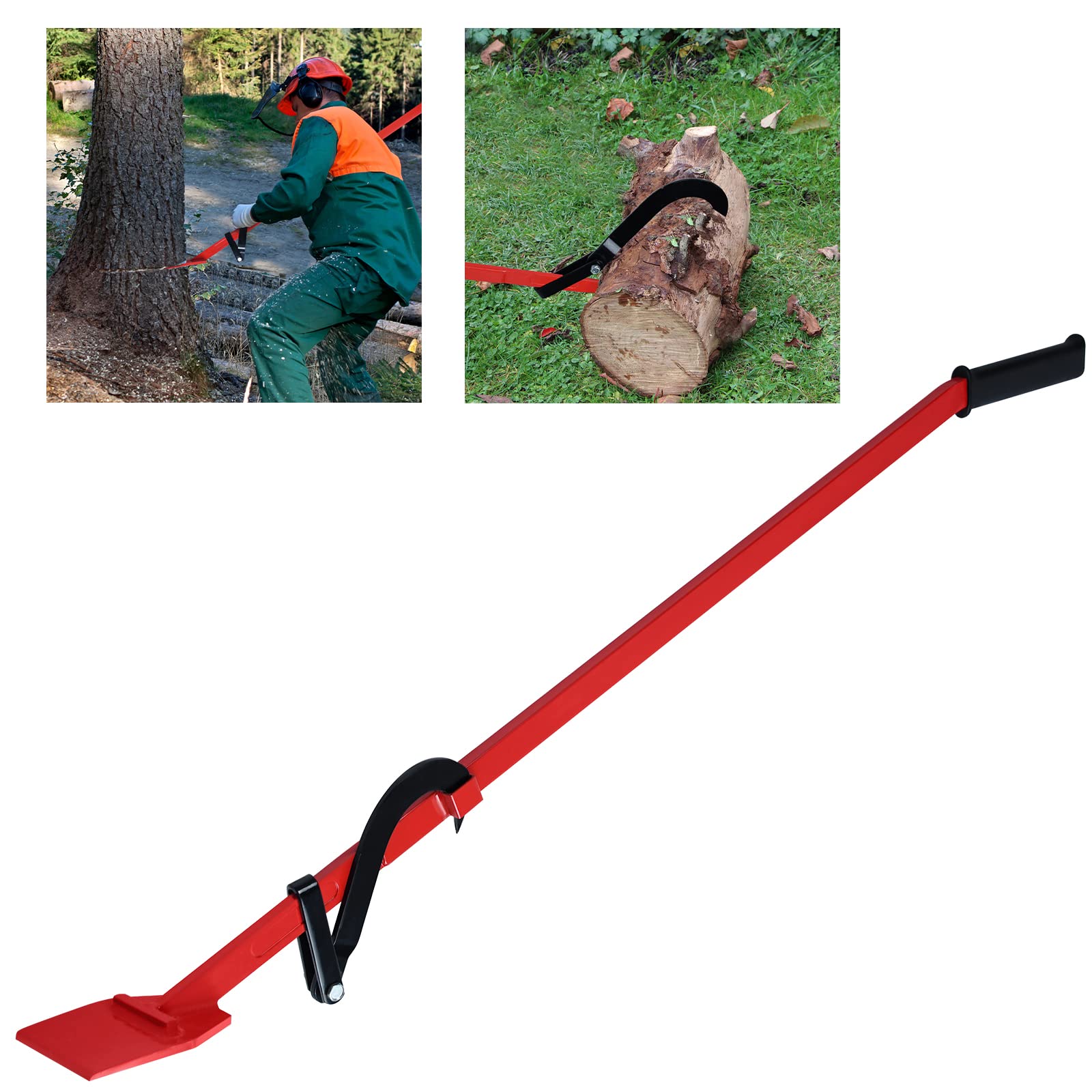 UISEBRT 130cm Fällheber Stammwender zum Baumfällen - Fällhilfe aus hochfestem Stahl - mit Wendehaken & Gummi Handgriff - Belastung max 250kg - Stammheber Handhebehaken Wendehilfe