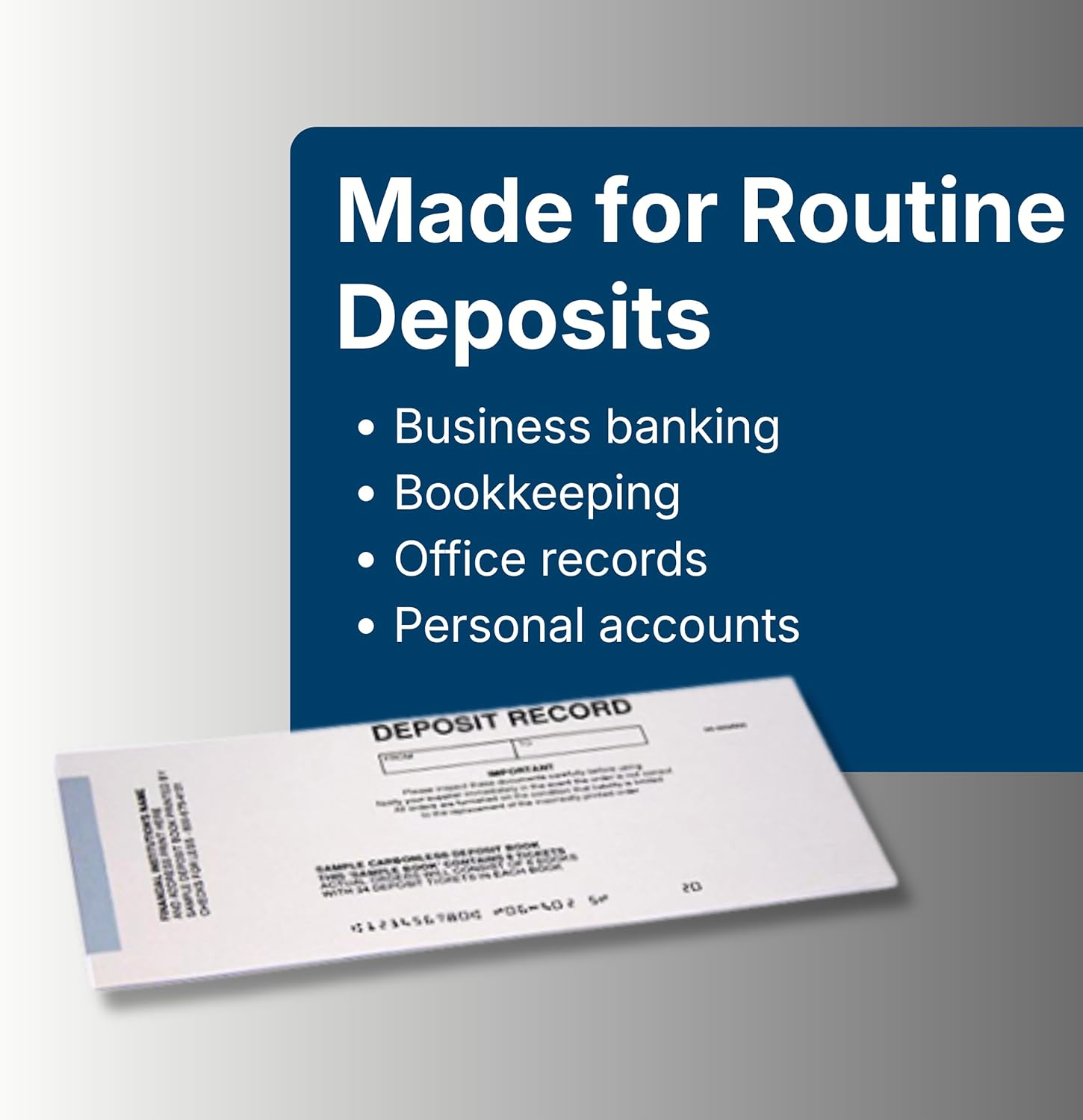Custom Printed Deposit Tickets, 2-Part Carbonless Duplicate Bank Deposit Slips, Book Bound Personalized Deposit Tickets, 400 Count