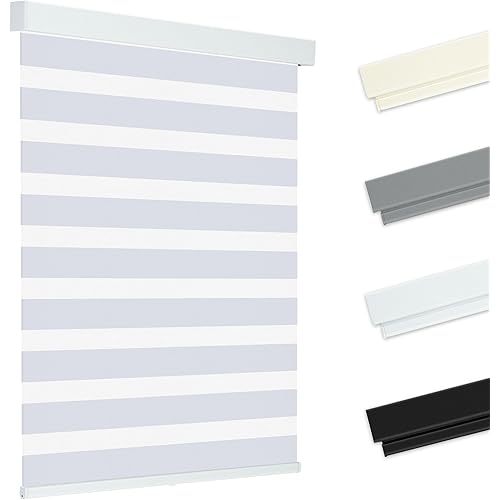 Allesin zen Cordless Zebra Blinds for Windows, Dual Layer Blackout for Day and Night, Easy to Install, Safe for Child and Pets, Perfect for Home, Office, White, 36" W x 72" H