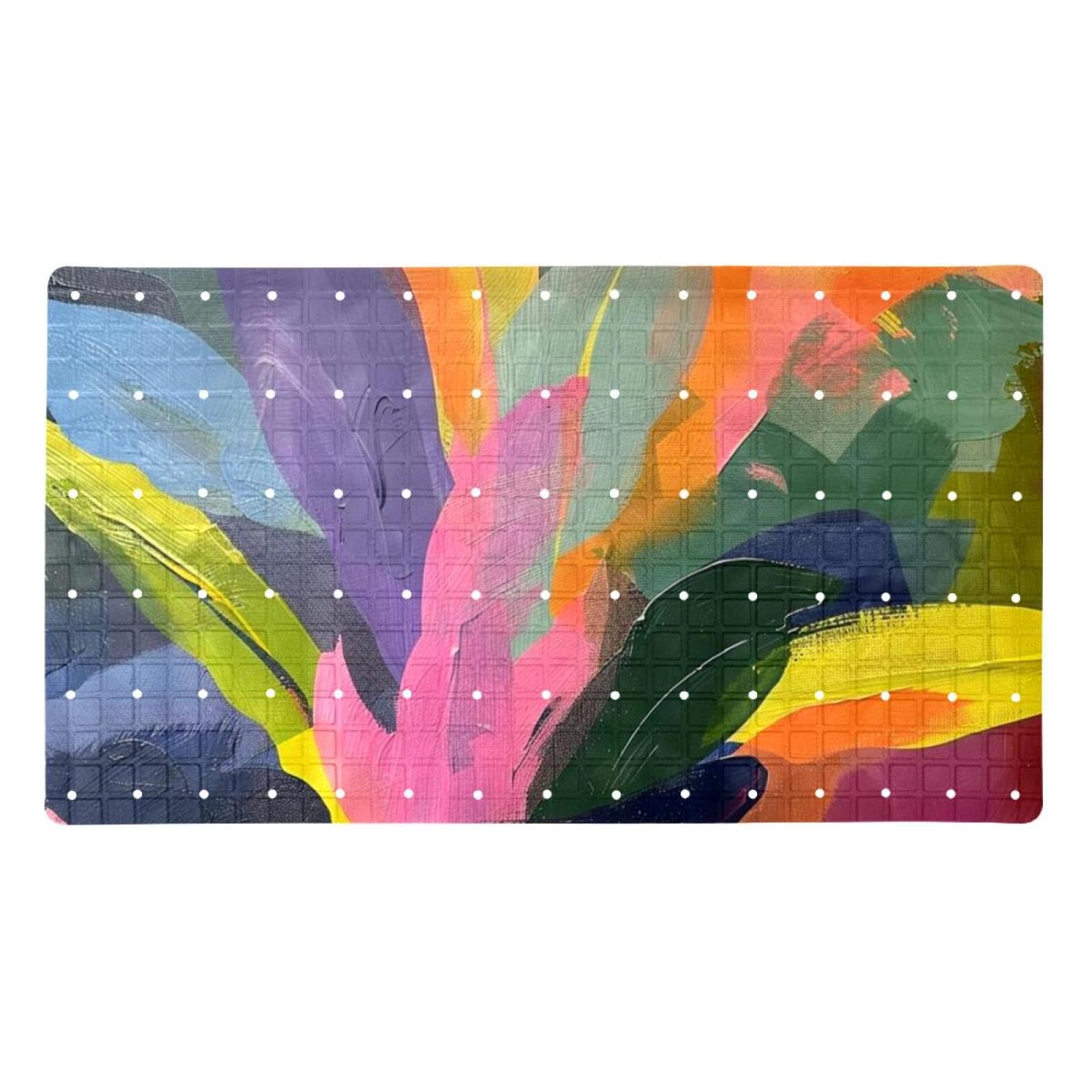 Tapis de bain antidérapant Art Colorful Plant pour adulte