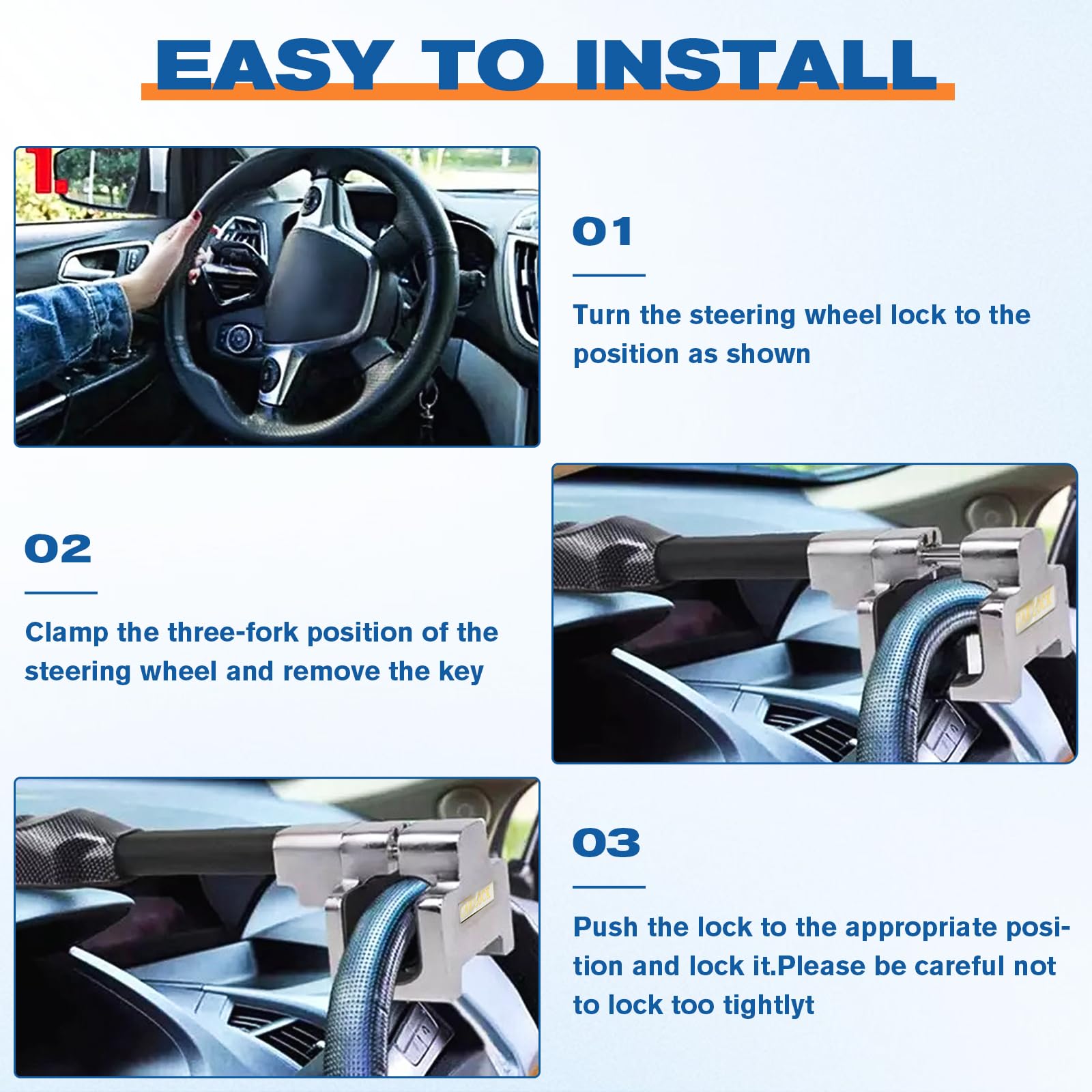 Amazon.com: Hoqqf Steering Wheel Lock with Alarm,Heavy-Duty Anti