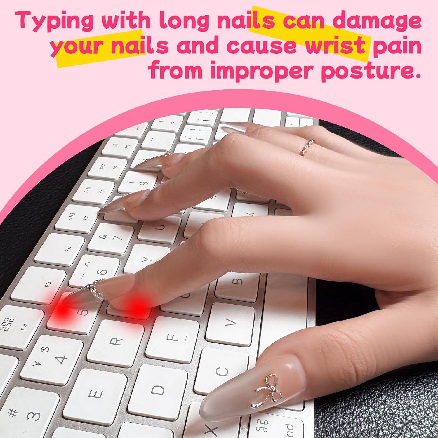 Raised Keyboard Stickers for Long Nails - Comfortable Typing Keyboard Covers for Typing and Gaming Using on Laptop PC Computer Notebook Desktop (Pudding Shape 50 pcs)