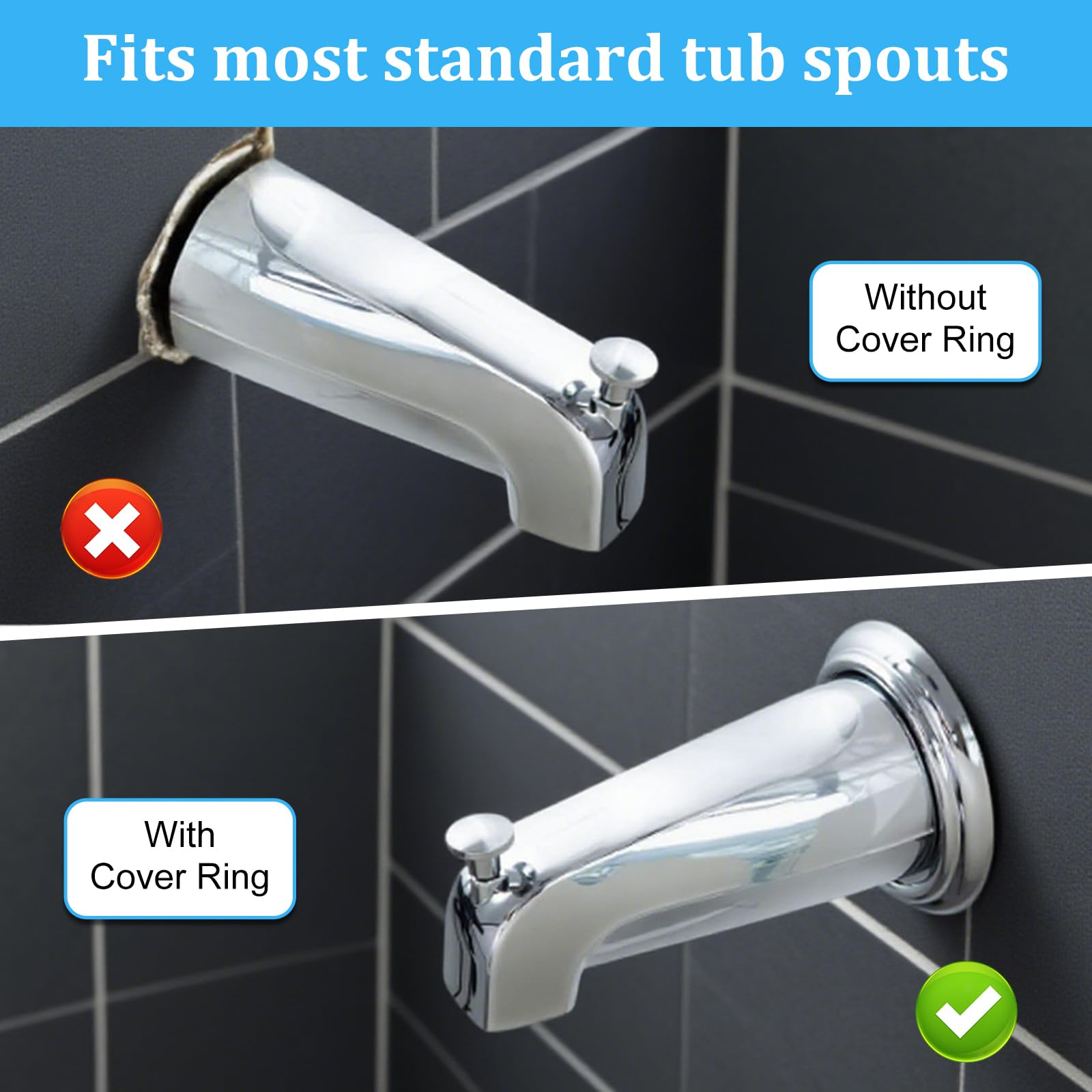 Metal Tub Spout Cover Ring, Stainless Steel Trim Plate For Tub Spout With 1 Pcs Foam Gasket 1 1 2 Inch Id And 3 5 8 Inch Od - View #7