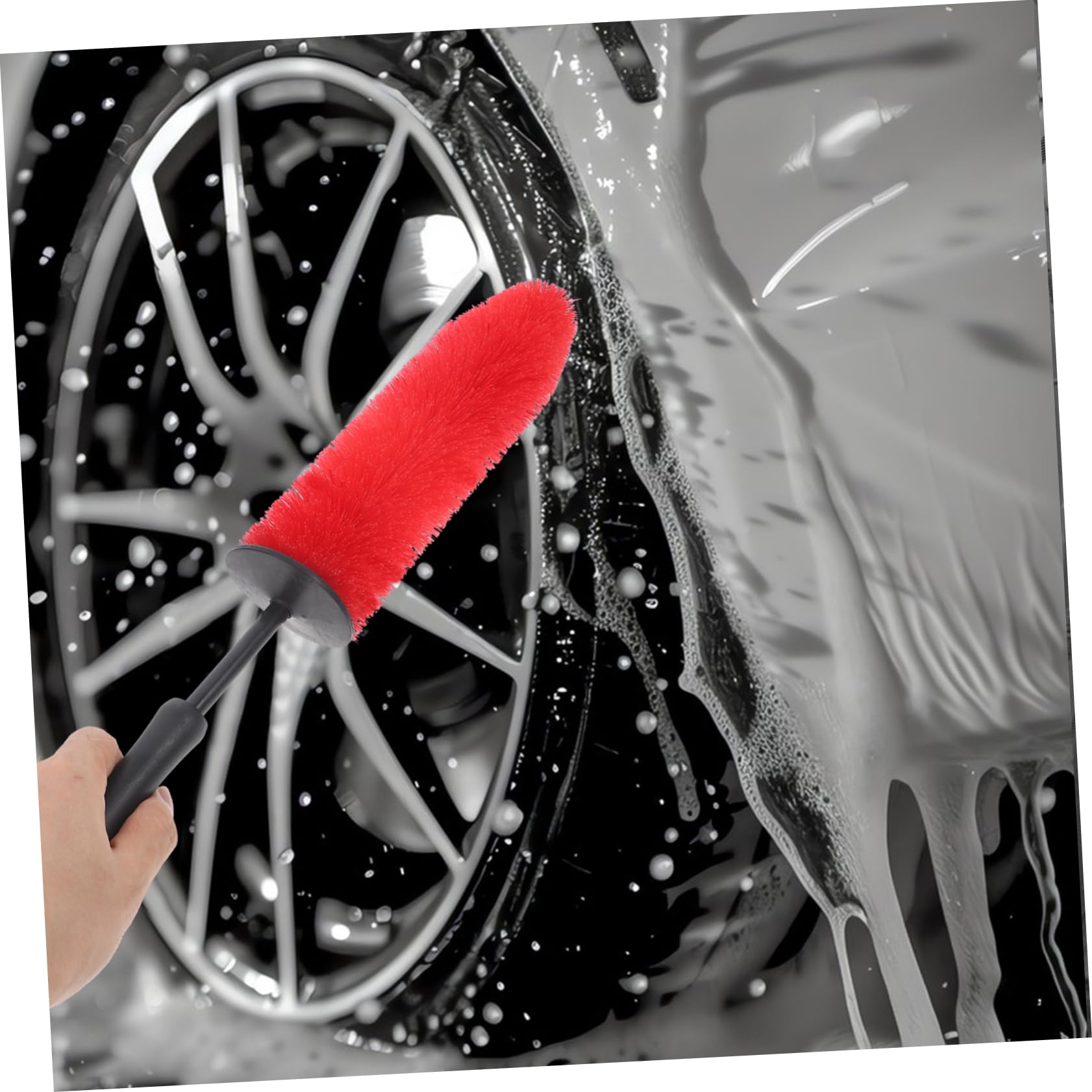 Gatuida 4pièces Brosse De Nettoyage pour Roues Brosse Ergonomique De Détail pour Jantes De Voiture Idéale pour Nettoyage Doux des Pneus Zones Détaillées