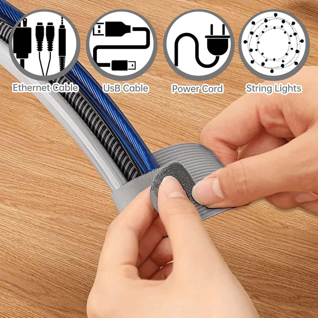 60 Fascette Fermacavi Da Mettere Sotto La Scrivania, Autoadesive, Con Gancio E Anello,Organizer Per Cavi Per Tv, Pc, Laptop, Ethernet,Desktop,Grigio,Piccole,Organizer Cavi Adesivi Resistente.