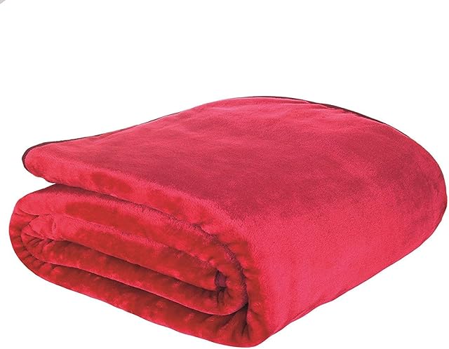 Comfy Nights Soft Luxury Fake Faux Fur Mink Throw Sofa Bed Blanket Double (150 x 200) (Red)