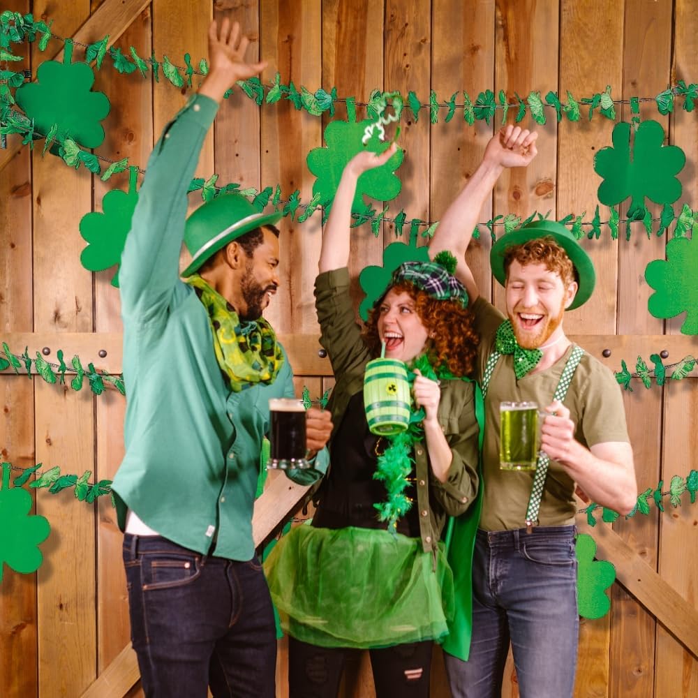 Fun Express - Flower Garland with Shamrocks for St. Patrick's Day - Party Decor - Hanging Decor - Garland - St. Patrick's Day - 1 Piece