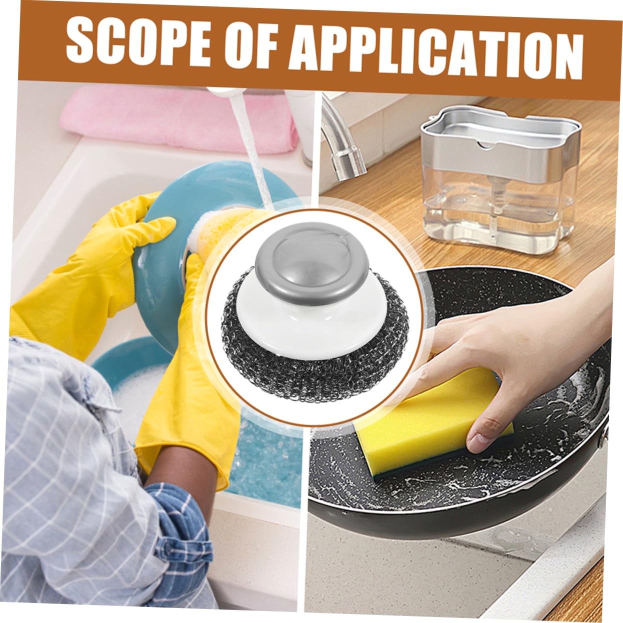 Ciieeo 5 Sätze Spülbürste Kitchen Brush Küchenschwamm Steel Wire Brush Geschirrspülerzubehör Topfreinigungsbürste Bürste Zum Geschirrspülen Topfreinigungskugel Stahldraht 3 Stück * 5