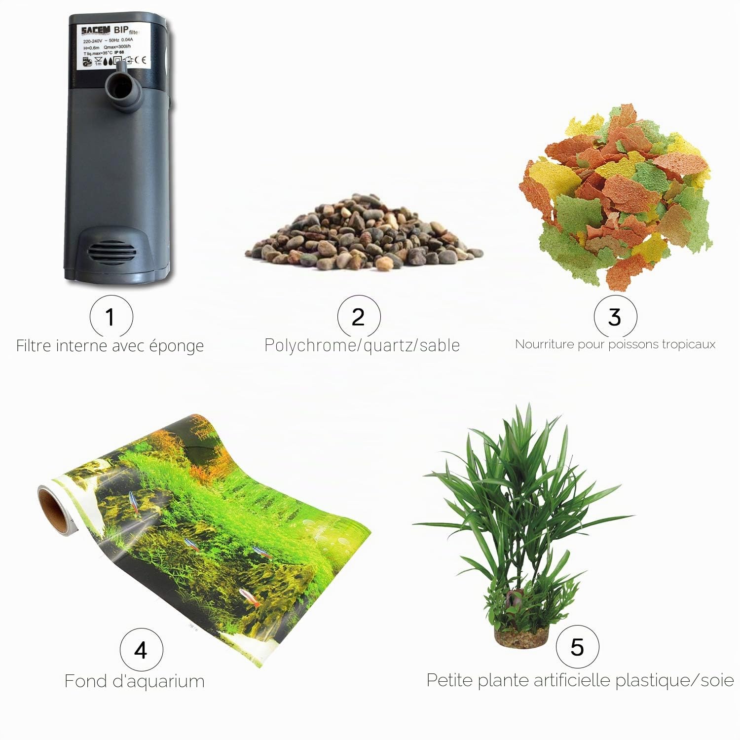 AQPET One Mini Aquarium en Verre Couleur Noir 20 litres avec Accessoires 36 x 22 x 26 h