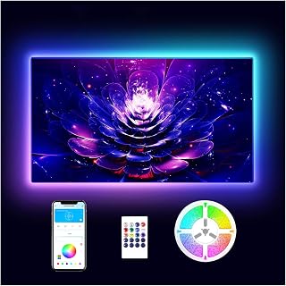 DAYBETTER 15ft LED TV Backlights for 65-75 Inch TVs - USB Powered RGB Strip Lights with Bluetooth App, Remote, Music Sync for Gaming & Bedroom