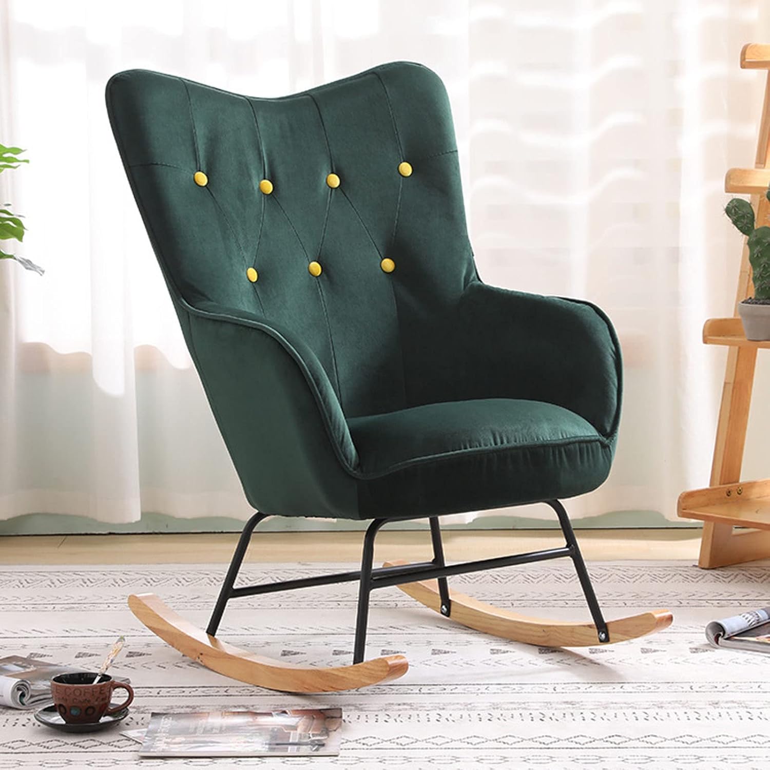 Rocking Outdoor Lounger Chair Chaise Lounge Zero Gravity Rocker,Modern Nordic Rocking Chair Ergonomic Relax Chair with High Elasticity and High Load Capacity Easy Assembly Ideal for Drawing