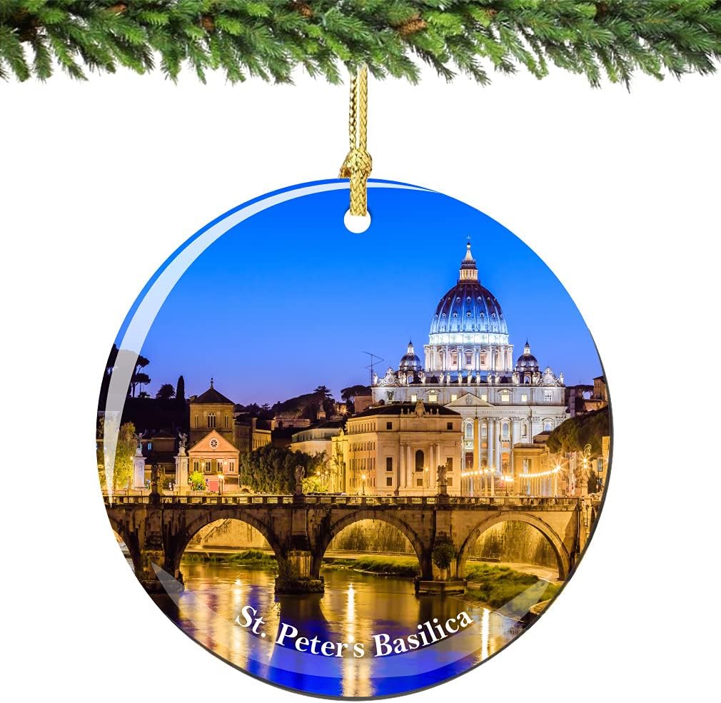 Vatican St Peters Christmas Ornament 2.75 Inch Double Sided Porcelain Rome Italy Vatican Ornaments