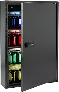 HMF 13664-02 Schlüsselschrank mit Zahlencode, Schlüsselkasten groß | 64 Haken | 45 x 30 x 8 cm | Schwarz