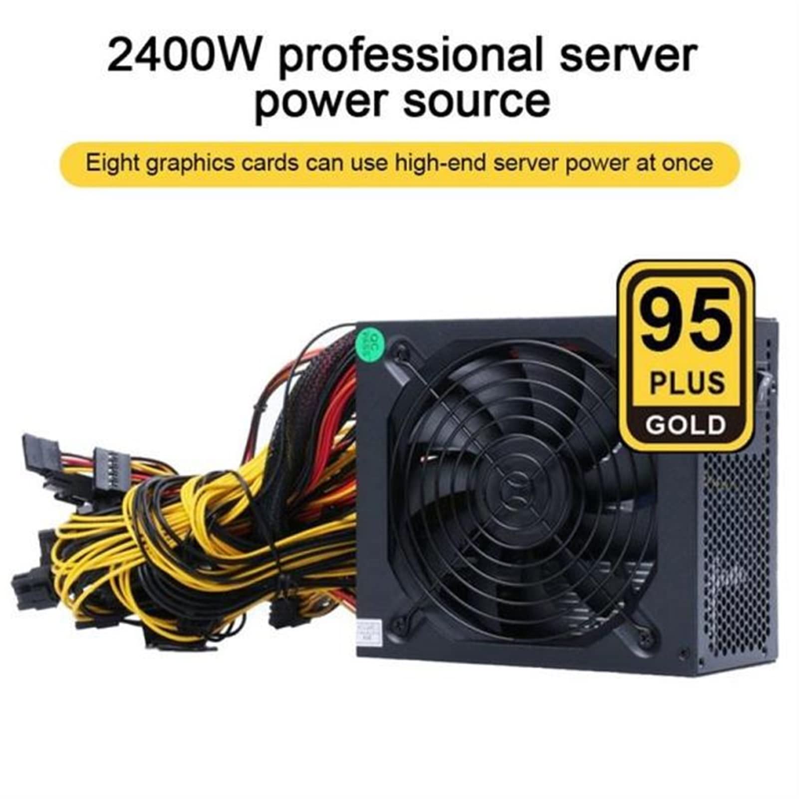 EZZON 2000/2400/2600W 180-240V ATX BTC Zasilacz górniczy 95% sprawności Ethereum ETH S9 S7 L3 Maksymalna obsługa 8 kart GPU dla platformy górniczej (2000 W do 2400 W)
