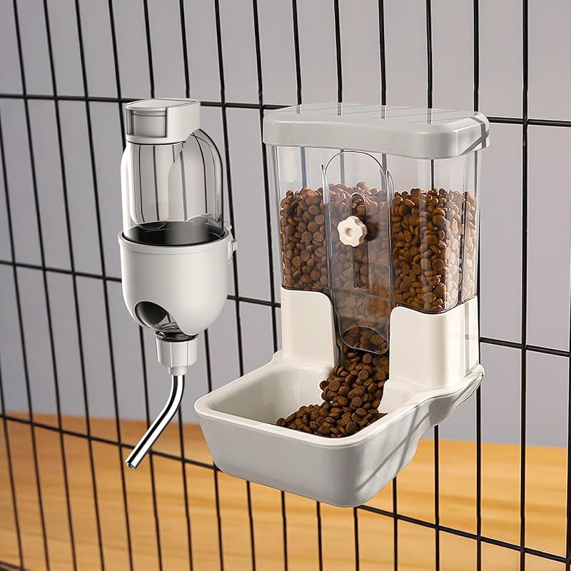 Comedouro e Bebedouro Automático por Gravidade para Pequenos Animais TOKAYIFE P1585, Cinza