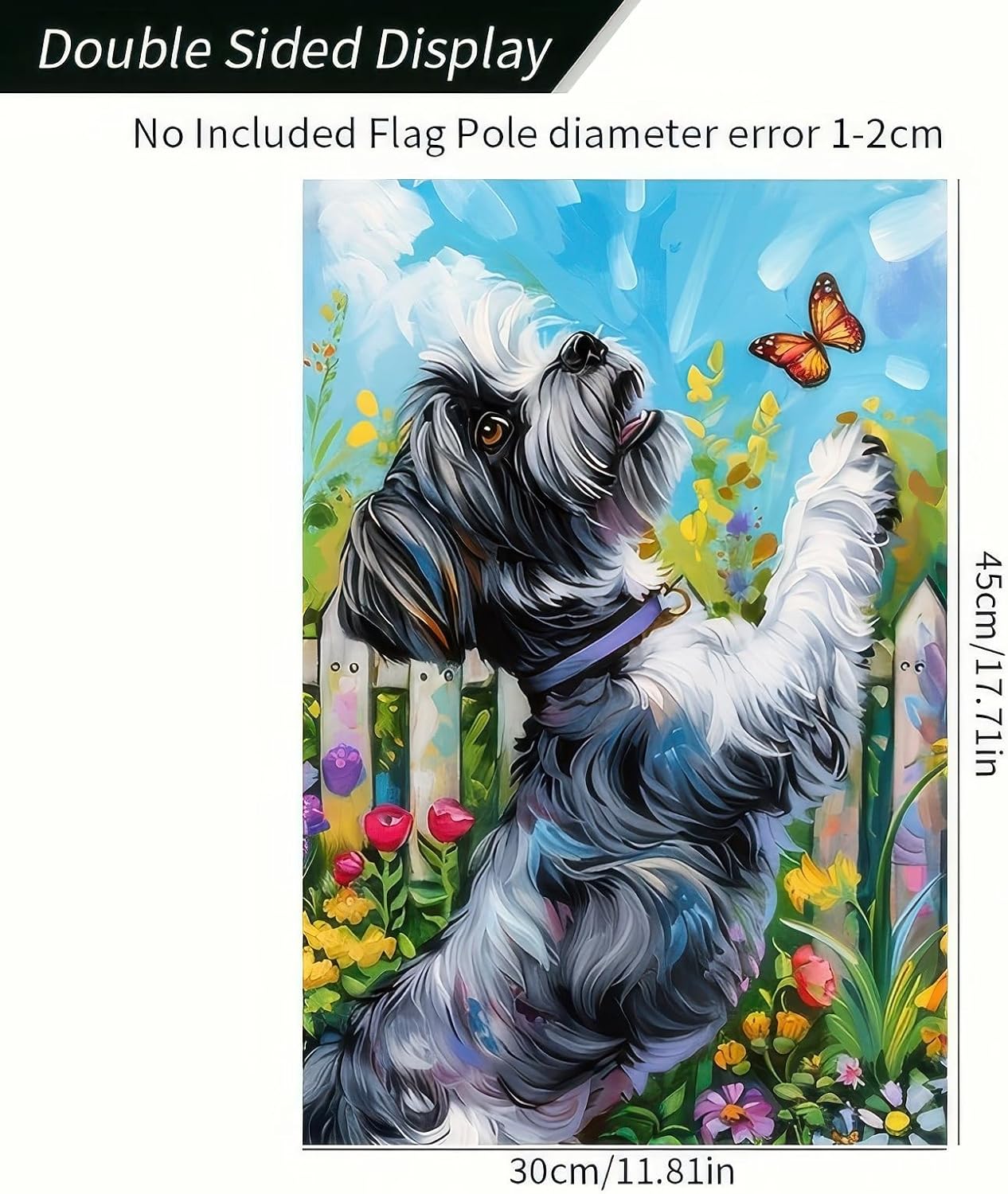 Spring Summer Garden Flag Schnauzer Dog 12x18 Inch Double Sided Yard Flags Cute Dog Puppy Outdoor Decorative for Spring Summer Yard Porch Farmhouse Outside Decor - Image 7