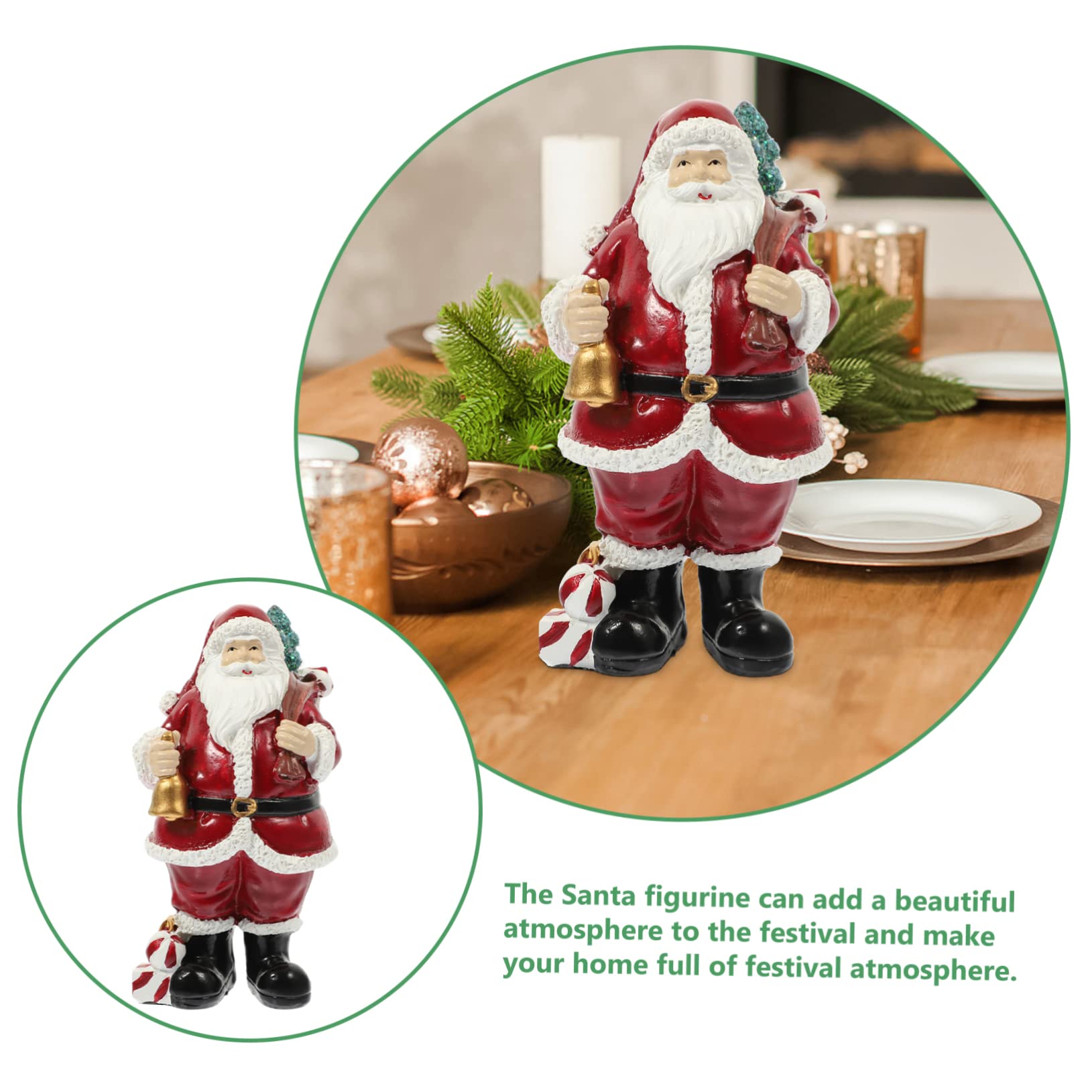 PRETYZOOM 2 Statuette Di Babbo Natale in Piedi in Resina Artigianali Per Ufficio E Scrivania