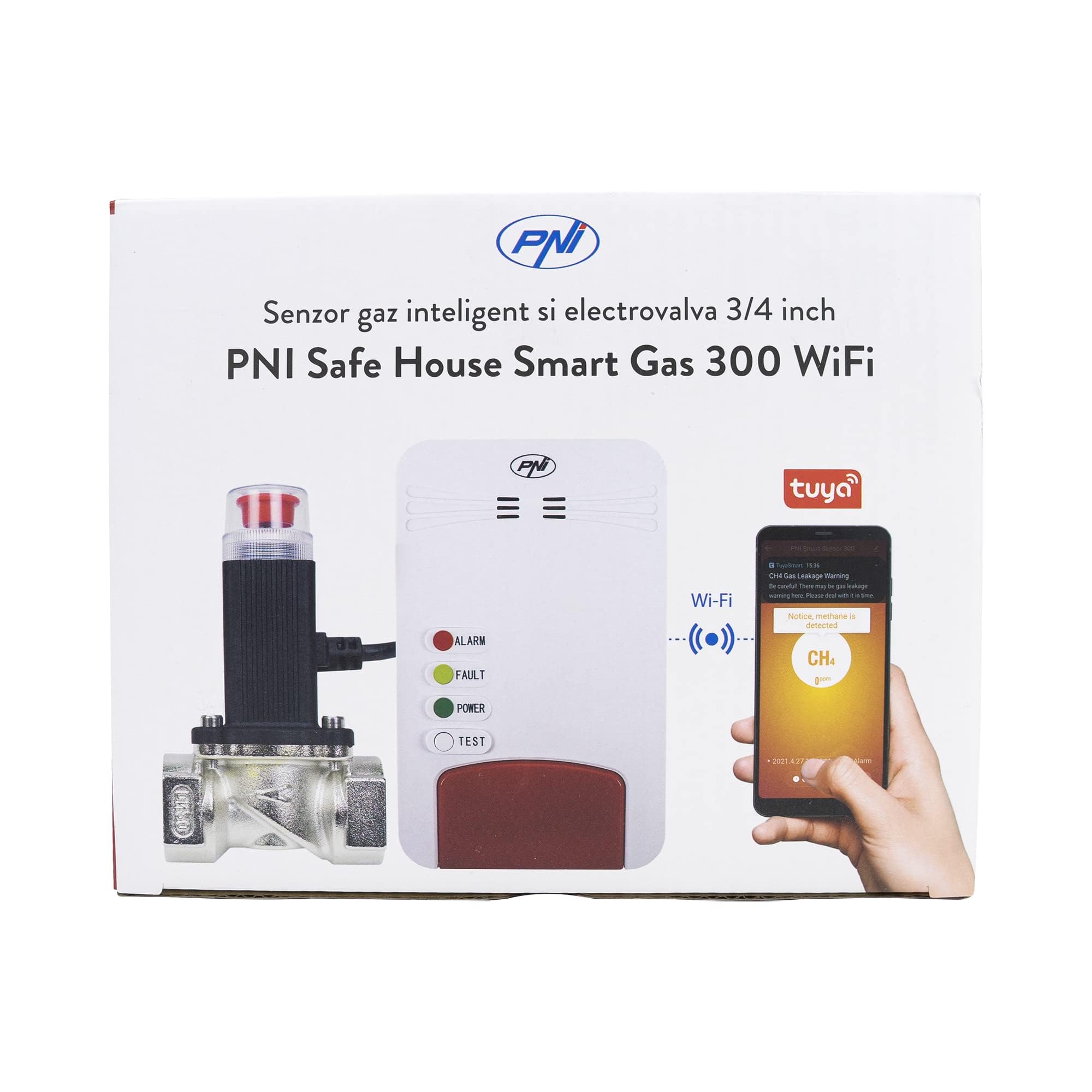 PNI Safe House Smart Gas 300 zawór magnetyczny WiFi czujnik gazu z alarmem akustycznym Tuya