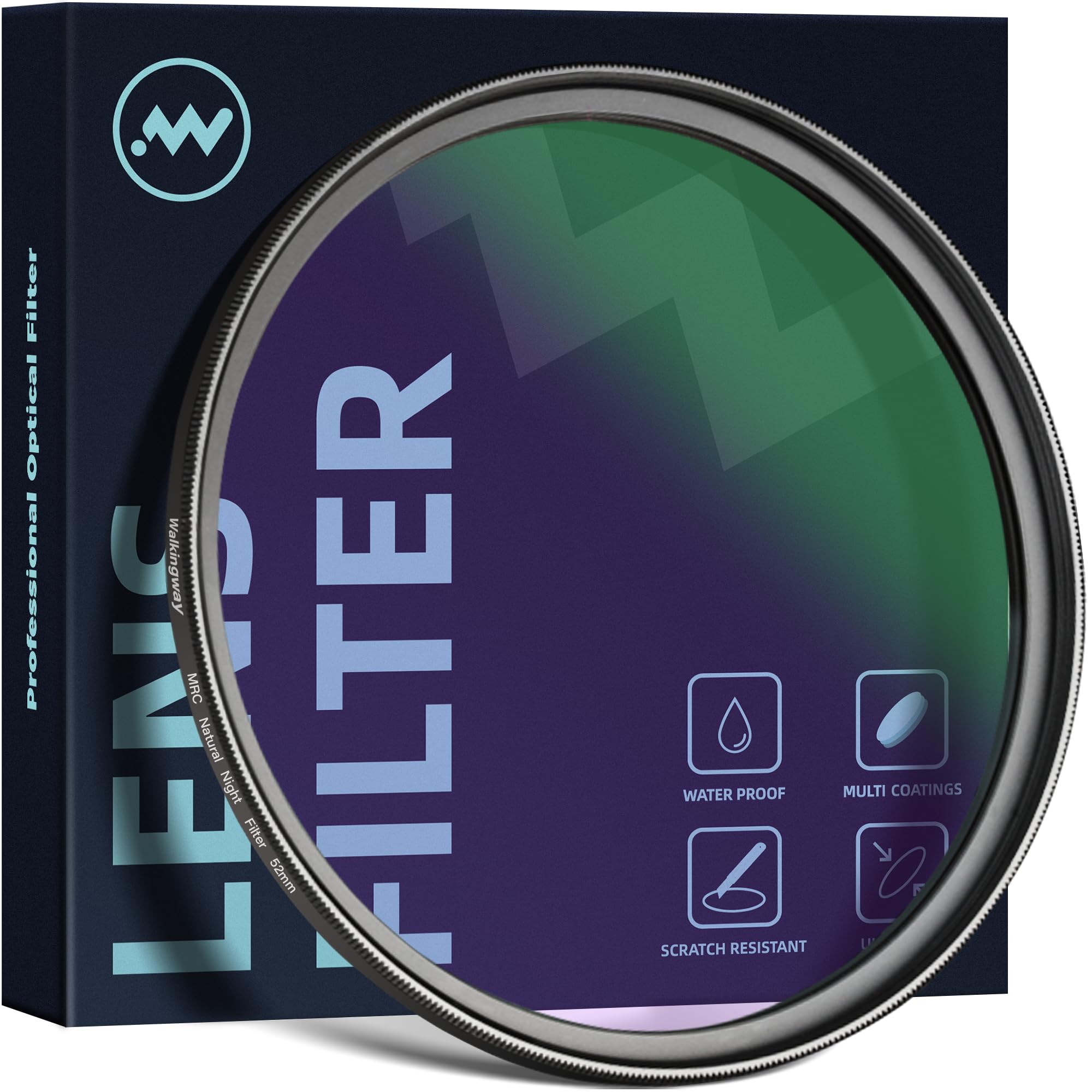 Walking Way 52mm Natural Night Filter for Light Pollution Reduction Nano-Coated Optical Glass for Night Sky/Astrophotography/Star Clarity Anti-Light Pollution Filter