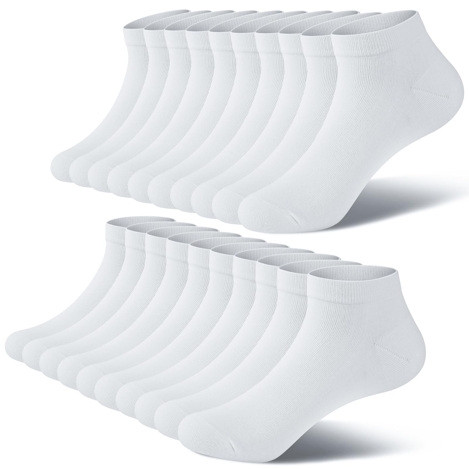 fitfets Sneaker Socken Herren Damen Baumwolle 10 Paar Sneakersocken Kurz Sneakersocken Socks Unisex Schwarz Weiß Grau,Weiß,43-46