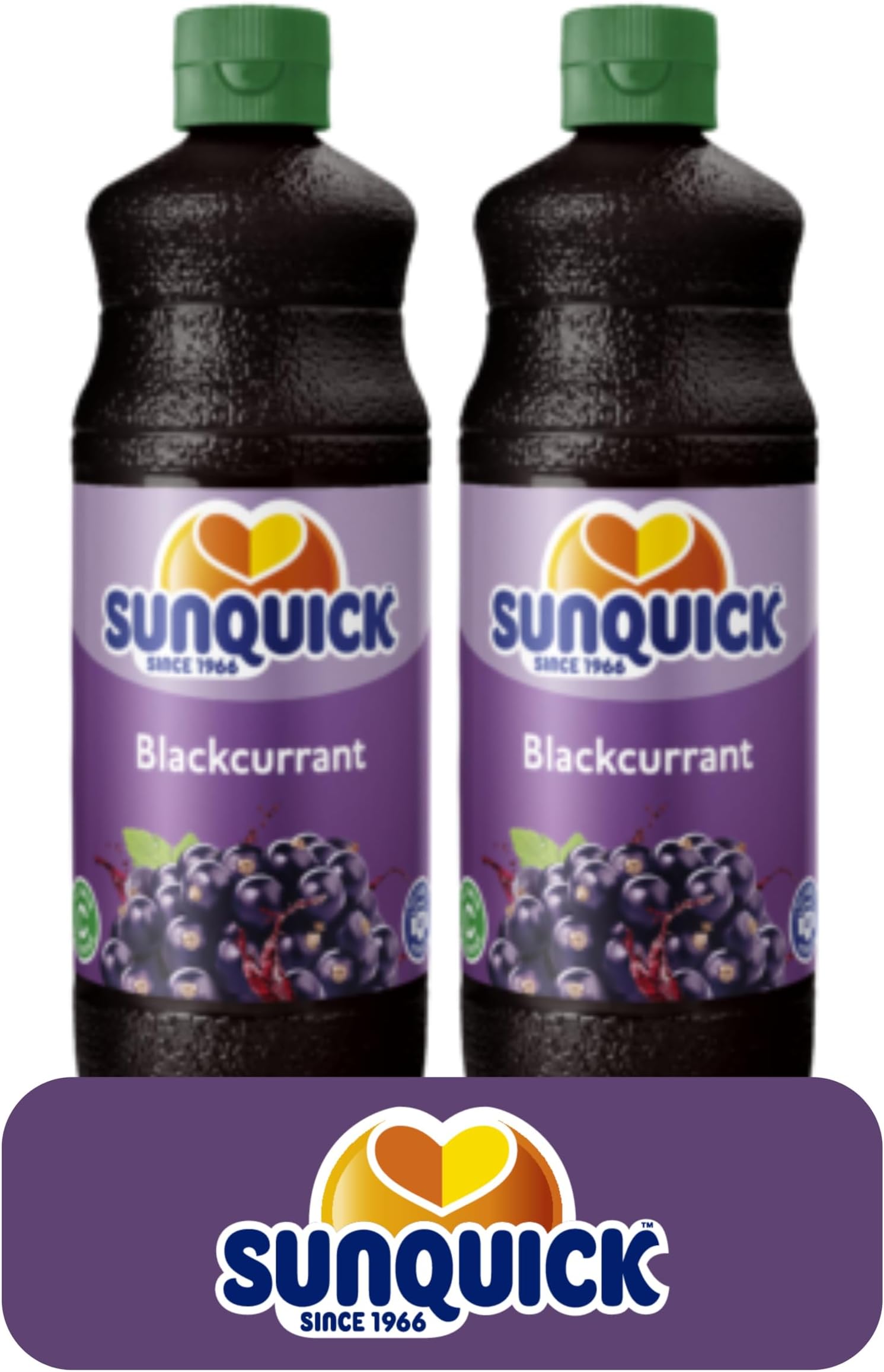 Sunquick Real Fruit Concentrate Juice | 100% Fruit Juice, No Artificial Flavors, Colors, or Sweeteners | Rich in Vitamin C for a Refreshing Taste | (2 Pack, Blackcurrant)
