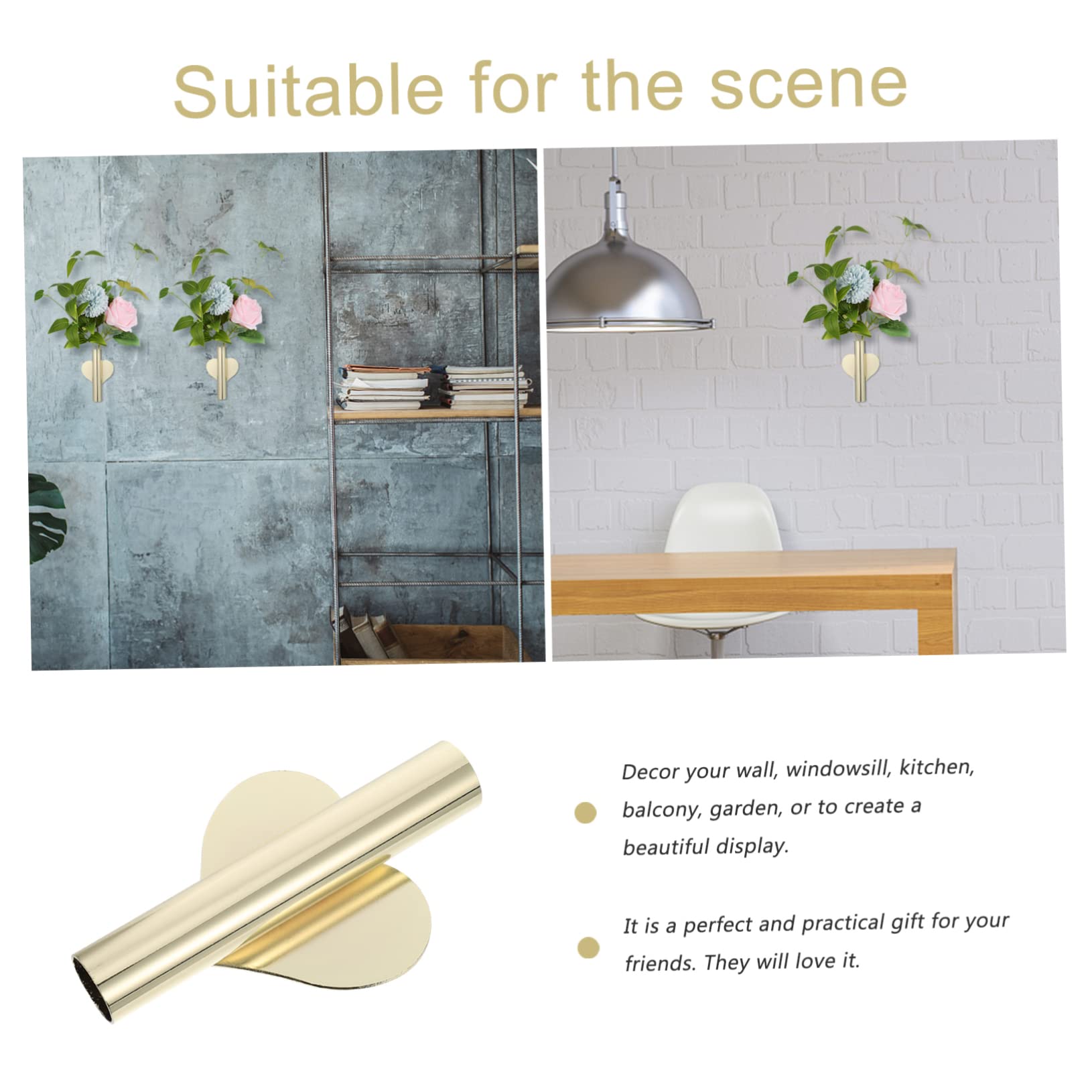 STOBAZA 6stücke Wandvase Aus Kreative Wandblumentöpfe Für Dekoration Blumenhalterung Für Kunstblumen Und Pflanzen Für Wohnzimmer Und Flur Goldene Herzform Ohne Klebeband