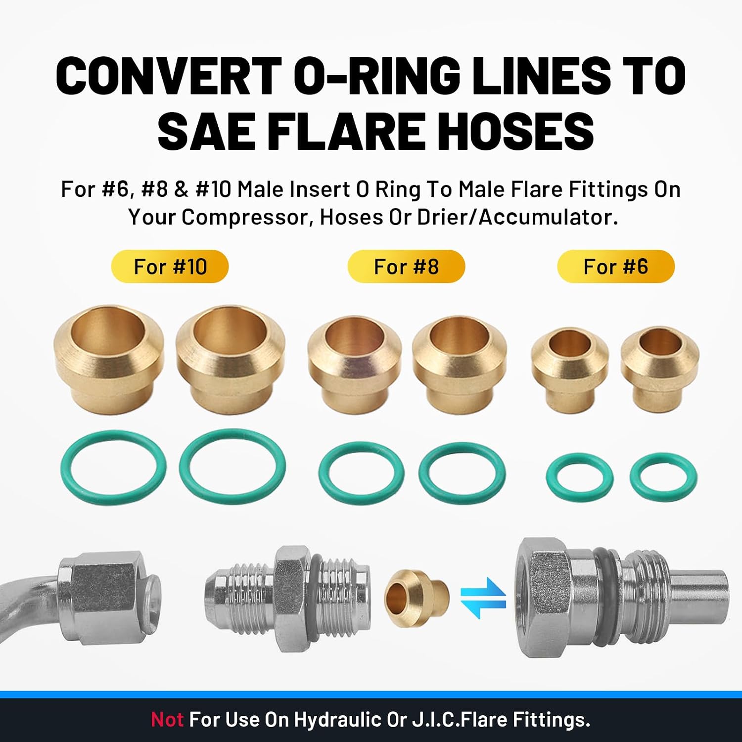 16240 Male Insert Connector O Ring A/C Adapter Fitting Kit To Male