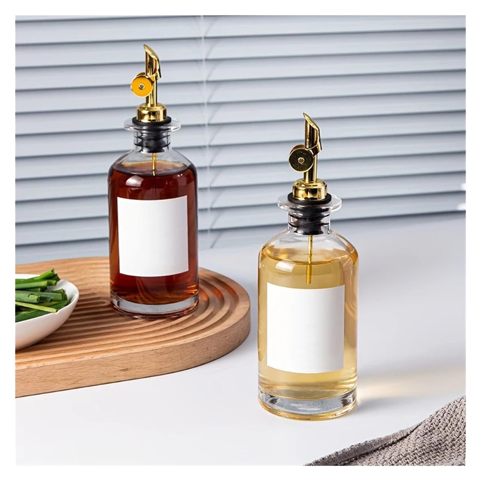 Dispenser per olio d'oliva in vetro per aceto e condimenti | Bottiglia per condimenti in vetro trasparente per olio e aceto(500ml)