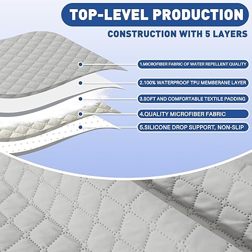 Miniatura 5 de XINEAGE Funda acolchada impermeable para sillón, funda impermeable para sillón, súper suave, lavable, con bolsillos y correas elásticas