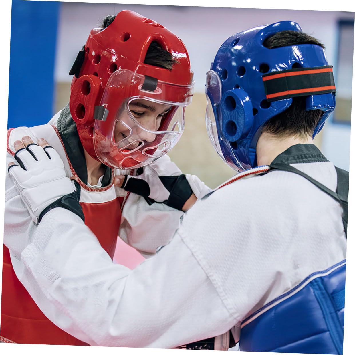 PRETYZOOM Protezione Viso per Taekwondo 2 Unità, Maschera Protettiva Staccabile in Plastica Rinforzata, Pratica e Affidabile per Allenamento