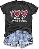 100 Days of Loving School Shirt Women Kindergarten Teacher Tees 100th Day of School Teacher T Shirt