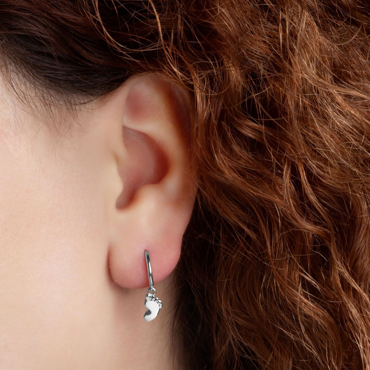 Women's .925 Sterling Silver Tiny Tot/Munchkin Footprint Stud Earrings or Drop Huggie Hoop Earrings