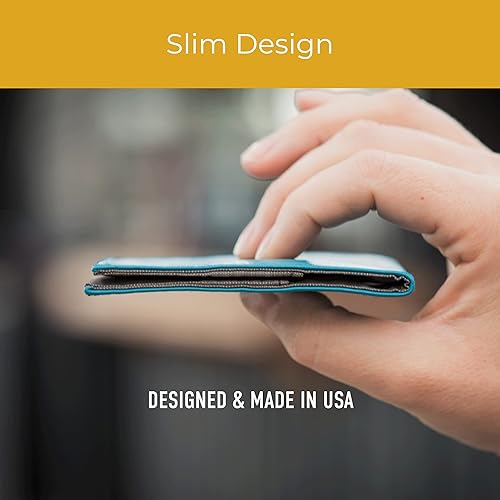 Miniatura 5 de Allett Original Wallet Cuero, Delgado, Minimalista Bloqueo RFID, Bifold Capacidad para más de 4 24 tarjetas, billetes, recibos Carteras para