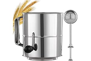 Flour Sifter - Stainless Steel with Agitator Wire Loop, 5 Cup Capacity