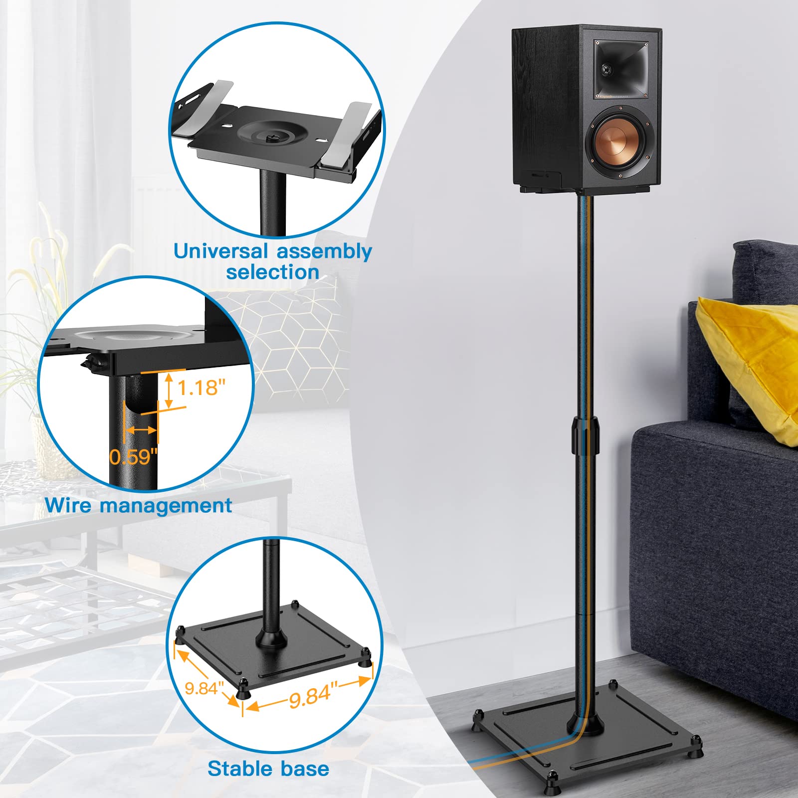 Buy PERLESMITH Universal Speaker Stands Height Adjustable Extend 18" to 44" Holds Satellite